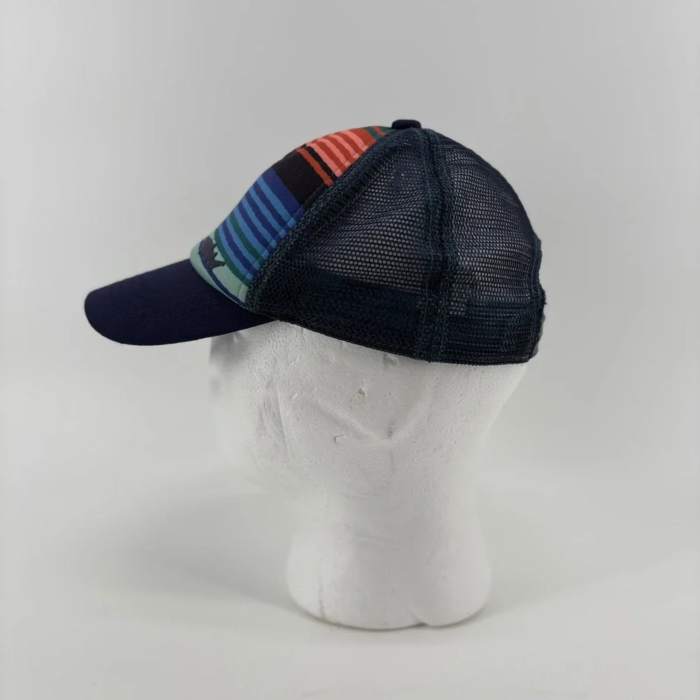 SHARK Youth Trucker Ballcap Multicolored Stripes/Blue Brim Adjustable Mesh Back
